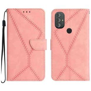 For Motorola Moto G Power 2022 Stitching Embossed Leather Phone Case(Pink)