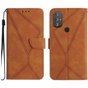 For Motorola Moto G Power 2022 Stitching Embossed Leather Phone Case(Brown)