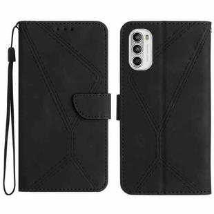 For Motorola Moto G Stylus 5G 2022 Stitching Embossed Leather Phone Case(Black)