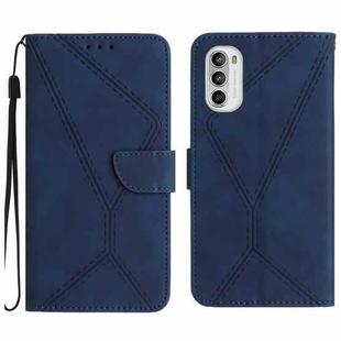 For Motorola Moto G Stylus 5G 2022 Stitching Embossed Leather Phone Case(Blue)