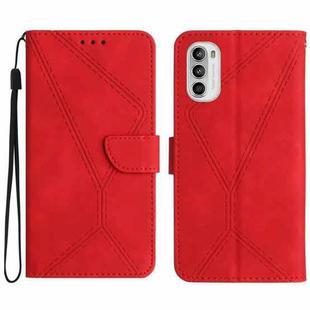 For Motorola Moto G52J Stitching Embossed Leather Phone Case(Red)