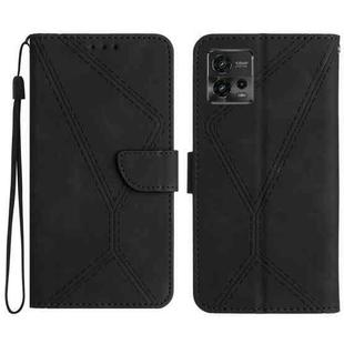 For Motorola Moto G72 4G Stitching Embossed Leather Phone Case(Black)