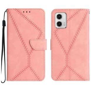 For Motorola Moto G73 5G Stitching Embossed Leather Phone Case(Pink)