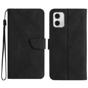 For Motorola Moto G73 5G Stitching Embossed Leather Phone Case(Black)