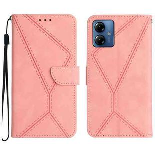 For Motorola Moto G14 Stitching Embossed Leather Phone Case(Pink)