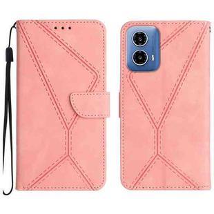 For Motorola Moto G34 5G Stitching Embossed Leather Phone Case(Pink)