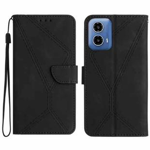 For Motorola Moto G34 5G Stitching Embossed Leather Phone Case(Black)