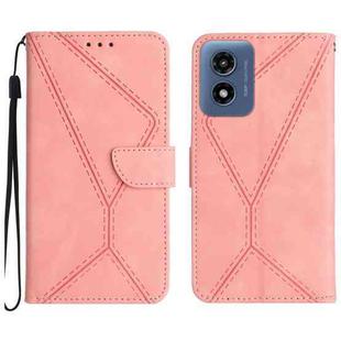 For Motorola Moto G Play 4G 2024 Stitching Embossed Leather Phone Case(Pink)