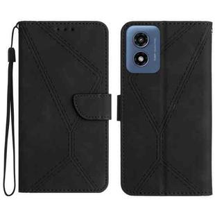 For Motorola Moto G Play 4G 2024 Stitching Embossed Leather Phone Case(Black)