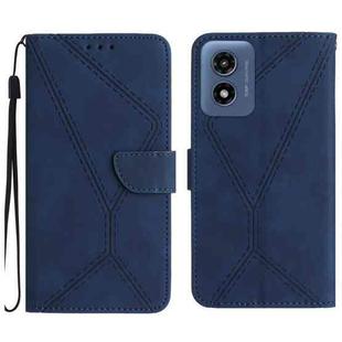 For Motorola Moto G Play 4G 2024 Stitching Embossed Leather Phone Case(Blue)