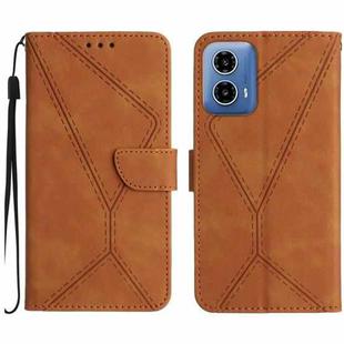 For Motorola Moto G Stylus 5G 2024 Stitching Embossed Leather Phone Case(Brown)