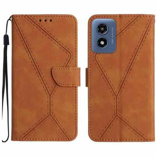 For Motorola Moto E14 Stitching Embossed Leather Phone Case(Brown)