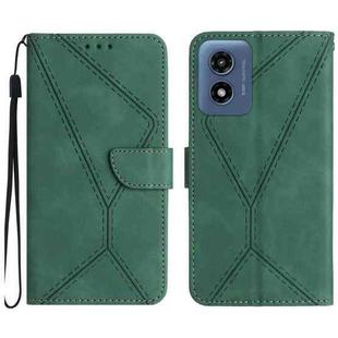 For Motorola Moto E14 Stitching Embossed Leather Phone Case(Green)