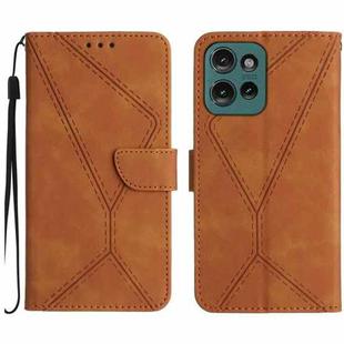 For Motorola Moto G Play 2025 Stitching Embossed Leather Phone Case(Brown)