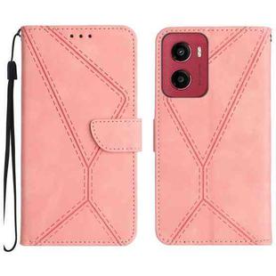 For Motorola Moto G05 Stitching Embossed Leather Phone Case(Pink)