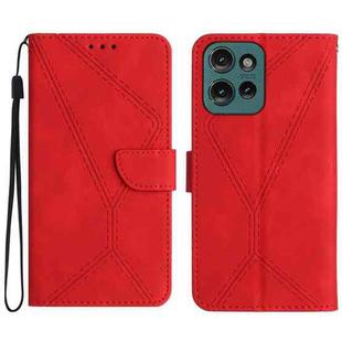 For Motorola Moto G15 Stitching Embossed Leather Phone Case(Red)