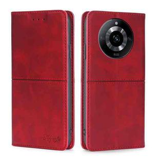 For Realme 11 5G Cow Texture Magnetic Leather Phone Case(Red)