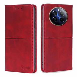 For Realme 12 Pro 5G Cow Texture Magnetic Leather Phone Case(Red)