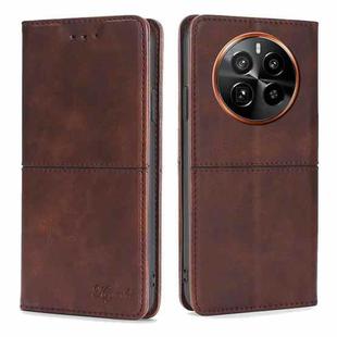 For Realme GT5 Pro 5G Cow Texture Magnetic Leather Phone Case(Dark Brown)