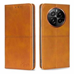 For Realme GT5 Pro 5G Cow Texture Magnetic Leather Phone Case(Light Brown)