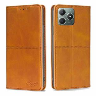 For Realme C61 4G Cow Texture Magnetic Leather Phone Case(Light Brown)