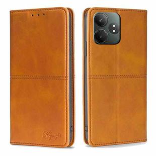 For Realme GT Neo6 SE Cow Texture Magnetic Leather Phone Case(Light Brown)