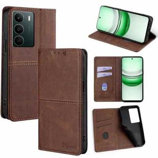 For Realme C71 4G Cow Texture Magnetic Leather Phone Case(Dark Brown)