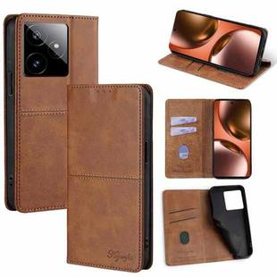 For Realme GT 7 Global Cow Texture Magnetic Leather Phone Case(Light Brown)