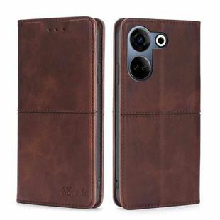 For Tecno Camon 20 Pro 4G Cow Texture Magnetic Leather Phone Case(Dark Brown)