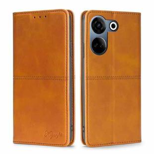 For Tecno Camon 20 Pro 4G Cow Texture Magnetic Leather Phone Case(Light Brown)