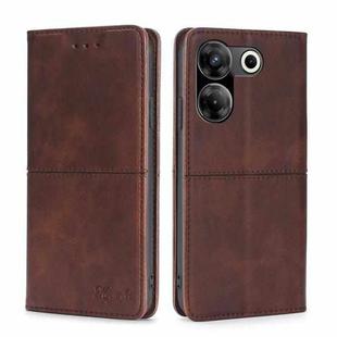 For Tecno Camon 20 Pro 5G Cow Texture Magnetic Leather Phone Case(Dark Brown)