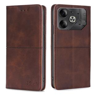 For Tecno Pova 6 5G Cow Texture Magnetic Leather Phone Case(Dark Brown)