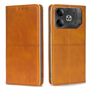 For Tecno Pova 6 5G Cow Texture Magnetic Leather Phone Case(Light Brown)
