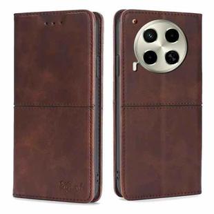 For Tecno Camon 30 Cow Texture Magnetic Leather Phone Case(Dark Brown)