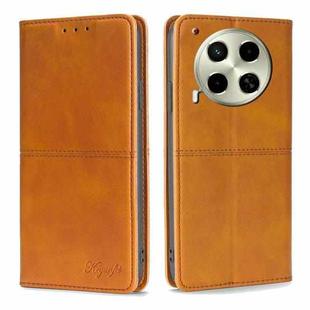 For Tecno Camon 30 Cow Texture Magnetic Leather Phone Case(Light Brown)