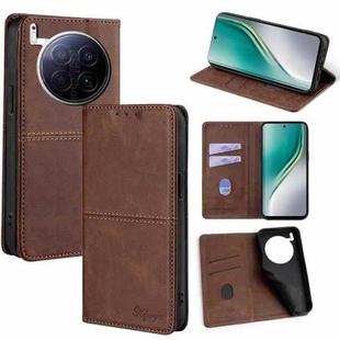 For Tecno Camon 40 Premier 5G Cow Texture Magnetic Leather Phone Case(Dark Brown)