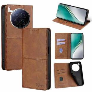 For Tecno Camon 40 Premier 5G Cow Texture Magnetic Leather Phone Case(Light Brown)