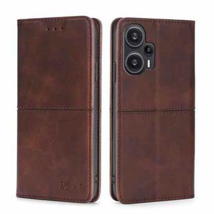 For Xiaomi Redmi Note 12 Turbo Cow Texture Magnetic Leather Phone Case(Dark Brown)