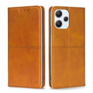 For Xiaomi Redmi 12 4G Cow Texture Magnetic Leather Phone Case(Light Brown)