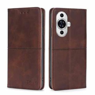 For Huawei nova 11 4G Cow Texture Magnetic Leather Phone Case(Dark Brown)