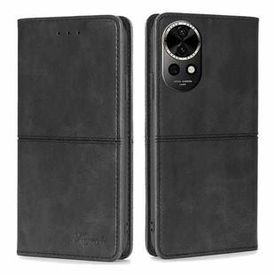 For Huawei nova 12 5G Cow Texture Magnetic Leather Phone Case(Black)