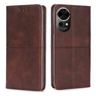 For Huawei nova 12 5G Cow Texture Magnetic Leather Phone Case(Dark Brown)