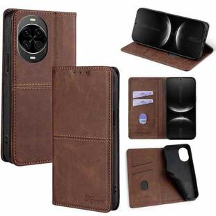 For Huawei nova 14 5G Cow Texture Magnetic Leather Phone Case(Dark Brown)
