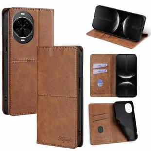 For Huawei nova 14 5G Cow Texture Magnetic Leather Phone Case(Light Brown)