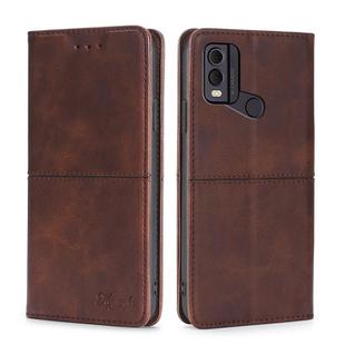 For Nokia C22 Cow Texture Magnetic Leather Phone Case(Dark Brown)