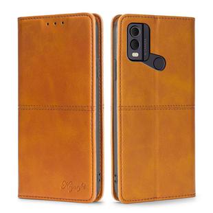 For Nokia C22 Cow Texture Magnetic Leather Phone Case(Light Brown)