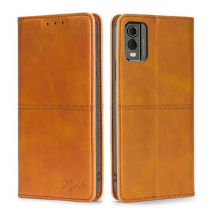 For Nokia C32 Cow Texture Magnetic Leather Phone Case(Light Brown)