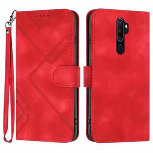 For OPPO A9 2020/A5 2020 Line Pattern Skin Feel Leather Phone Case(Red)