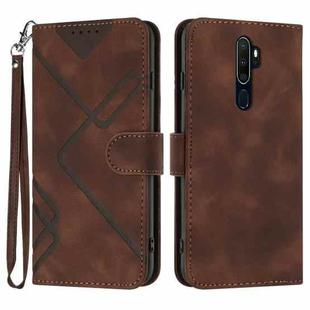 For OPPO A9 2020/A5 2020 Line Pattern Skin Feel Leather Phone Case(Coffee)