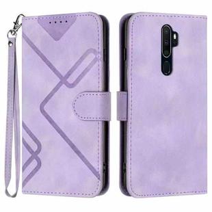 For OPPO A9 2020/A5 2020 Line Pattern Skin Feel Leather Phone Case(Light Purple)